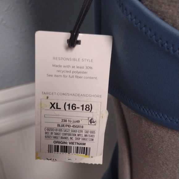 New Blue One-Piece Swimsuit,Blue,  Vacation,Beach - Picture 7 of 8